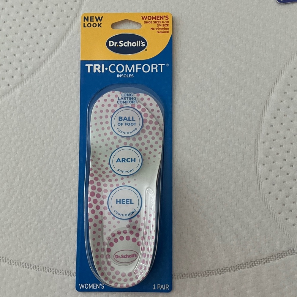NWT Dr. Scholl's Comfort Tri-Comfort Shoe Insoles for Women - Size 6-10